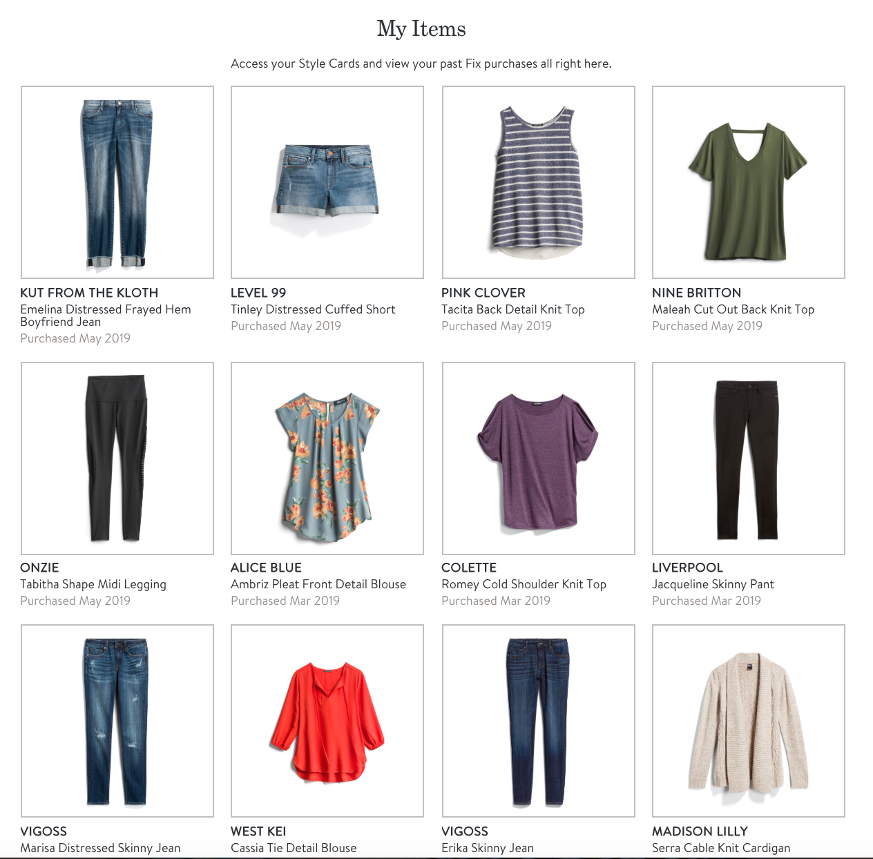 Stitchfix clothing subscription box