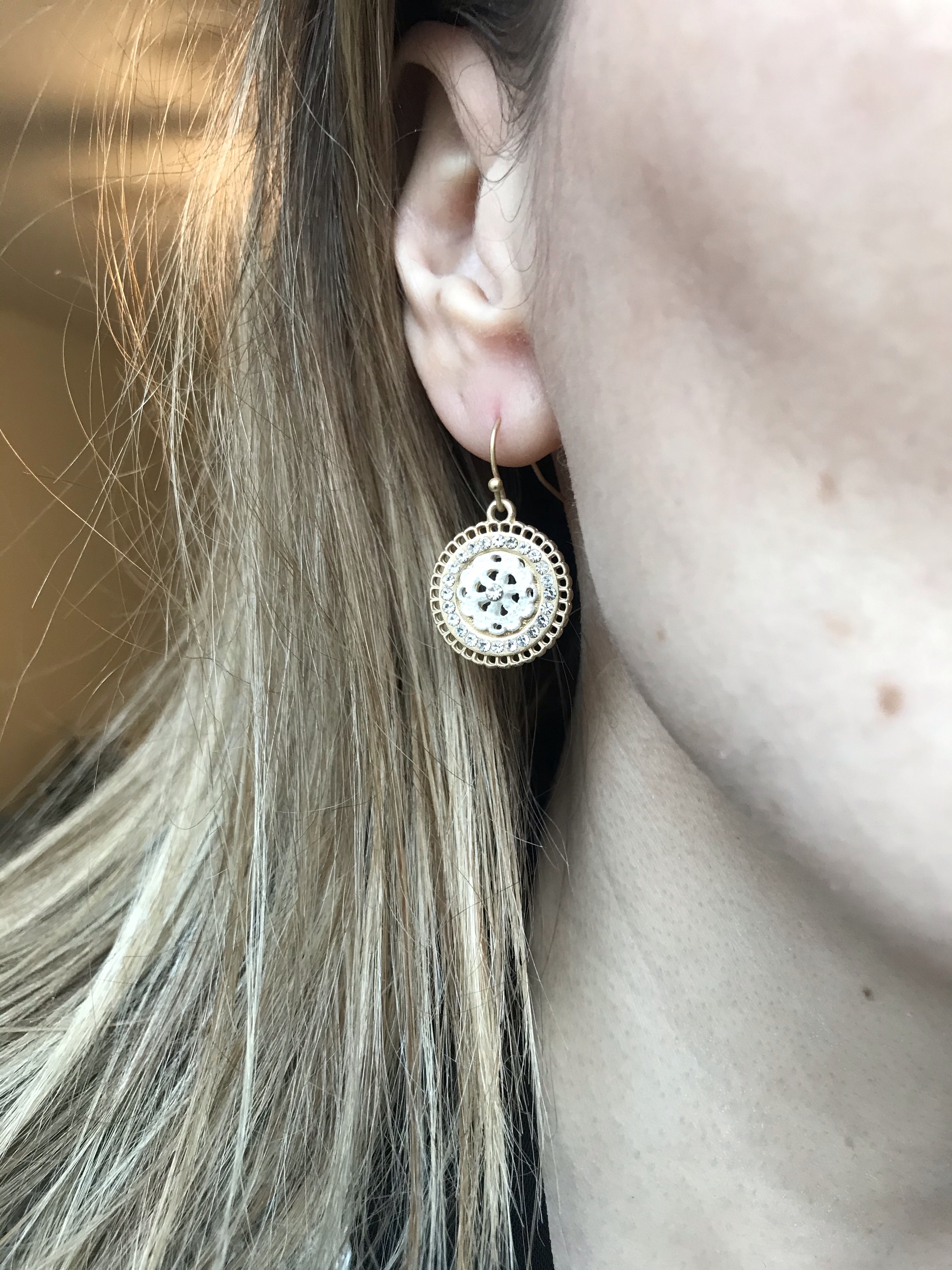 Marlyn Schiff Delilah Round Crystal Earrings